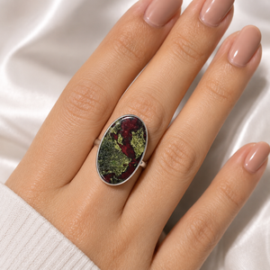 KGN SILVER JEWELLERY HOUSE Bague en pierre précieuse naturelle Jaspe Sang de Dragon, Argent Sterling 925 massif, Faite à la main, Certifiée par un tiers - Product Image 5