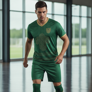 Ensemble de maillots de football Dry Fit imprimés par transfert thermique, personnalisables avec nom et lettres d'équipe, kits d'uniformes de football en gros, haute élasticité pour équipes - Product Image 4