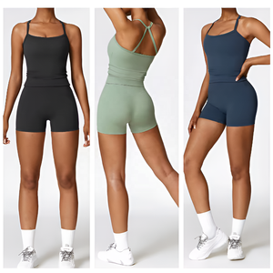 2 uds. Conjuntos de pantalones de entrenamiento de Yoga sin costuras reversibles para mujer con logotipo personalizado estampado Spandex/Material de nailon - Product Image 2