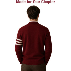 Cardigan rayé blanc en gros, sur mesure, style grec, tricot universitaire, fabricant et fournisseur de vêtements grecs en gros - Product Image 4