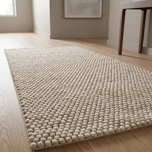 Luxury Ivory Wool Loop Rug Modern Textured Area Carpet Handmade Neutral Living Room Bedroom <b>Floor</b> Decor Mat - Product Image 2