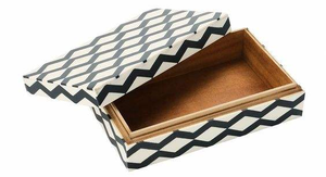 Boîte de rangement pour bijoux en bois avec incrustation en résine, design indien artisanal en zigzag, taille et couleur personnalisables pour la décoration de la maison - Product Image 4