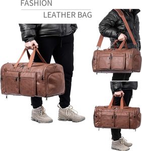 กระเป๋าหนัง PU แบบ unisex ขนาด 22x12x10.5 นิ้ว ความจุขนาดใหญ่ ปิดด้วยซิป สายสะพายปรับได้ เหมาะสำหรับออกกำลังกาย ท่องเที่ยว และใช้ในชีวิตประจำวัน - Product Image 5