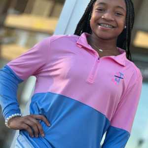 เสื้อแจ็คแอนด์จิลสำหรับผู้หญิง แบบซิป ¼ ตัว คอวี ทูโทน สีตัดกัน  สำหรับออกกำลังกาย  ปักโลโก้ตามสั่ง  รับผลิตแบบ OEM ขายส่ง - Product Image 4