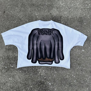 Camiseta Personalizada para Hombre, Corte Cuadrado, Algodón Grueso, Oversize, Corta, Lisa, Cuello Redondo, con Estampado - Product Image 3