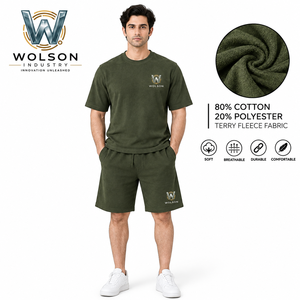 Custom <b>Men</b> 100% Cotton Fleece T-Shirt <b>Shorts</b> Outfit <b>Lightweight</b> Soft Comfortable Sports Set for Gym Running Training Casual Use - Product Image 2