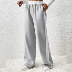 Women Custom Streetwear Patchwork Fleece Sports Trousers High Waisted Wide Leg Pants Casual <b>Hipster</b> Fashion Sweatpants - Product Image 1
