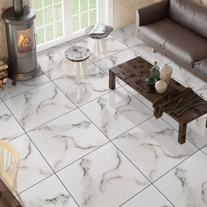 Azulejo de Porcelana Brillante HD-262 de 60x60cm, Aspecto de Mármol Blanco, para Piso y Pared Interior, Diseño Moderno, Antideslizante - Product Image 6