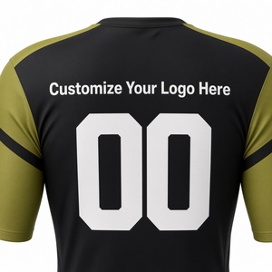 Conjunto de Uniforme de Fútbol Americano para Hombre, Negro y Verde Oliva, Cuello en V, Manga Corta, Absorbente de Humedad, Ajustado - Product Image 4