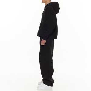 Ensemble de survêtement décontracté pour homme, personnalisé, épais, avec sweat à capuche zippé et pantalon de jogging ample évasé à effet empilé, modèle vierge - Product Image 5