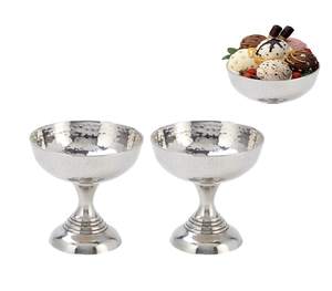 ชามไอศกรีมสแตนเลสตกแต่งพร้อมช้อน จานขนมหวานโลหะ - Product Image 3