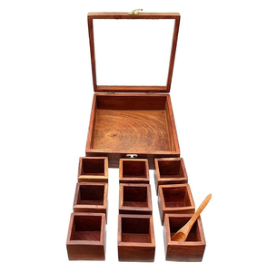 Caja de especias de madera de calidad alimentaria con diseño de mariposa, tapa de acero inoxidable, organizador de especias para cocina. - Product Image 4