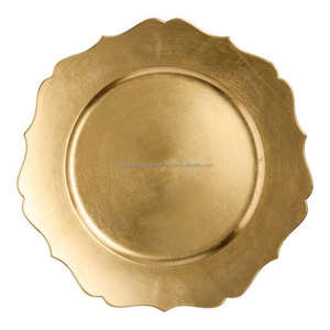 Assiettes de présentation dorées pour mariage, bordure décorative, qualité supérieure, écologiques, assiettes de luxe pour dîner, plats de service et assiettes rondes - Product Image 6
