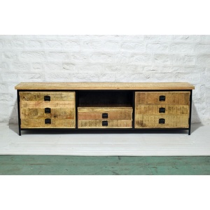 Aparador de madera de mango macizo industrial moderno extra largo para el Hogar granja comedor y sala de estar Villa Almacenamiento de exhibición - Product Image 6