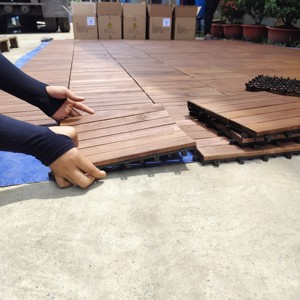 Azulejos de madera de acacia de 300x300mm de estilo moderno, azulejos de cubierta DIY para exteriores, interiores lisos y exteriores, jardín, terraza, decoración de patio trasero - Product Image 4