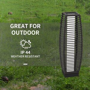 Auto-On/Off solare lampada da terra a LED per esterni Rattan giardino decorativo vialetto di illuminazione via grigio per portico cortile ponte - Product Image 3