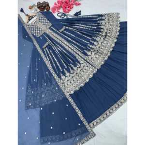 Conjunto de Lehenga y Dupatta de Georgette Sintética Pesada para Mujer, Diseño de Diseñador, para Fiestas - Product Image 3