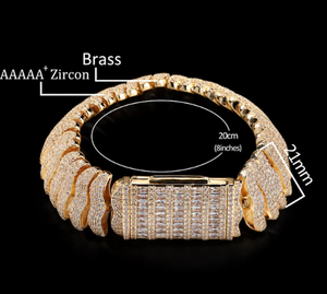 <b>Silver</b> Tone Iced Out Zircon Link <b>Bracelet</b> Double Row Cubic Zirconia Chain <b>Bangle</b> for Party Gift - Product Image 5