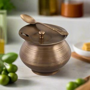 Olla para Servir Ghee de Latón Hecha a Mano con Cuchara, Recipiente Tradicional Indio para Mantequilla, Utensilios de Cocina de Lujo para el Hogar, Hotel o Restaurante - Product Image 3