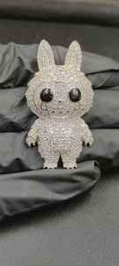 Colgante de Muñeco Labubu Adorable, Joyería HipHop, Colgante de Plata 925 con Incrustaciones de Moissanita VVS, Estilo Rapper, con Diseño de Personaje de Dibujos Animados - Product Image 5