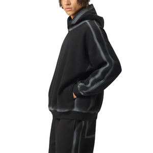 <b>Hoodies</b> Custom Logo Men Designer <b>Black</b> Heavy Waight <b>Plain</b> 100% Cotton Thick Fleece Blank Cropped Hoodie Sweatshirt - Product Image 5