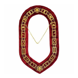 Blue Traditional <b>Masonic</b> Chain Collar-Gold-Plated on Red Velvet Religious Souvenir - Product Image 1