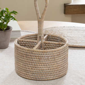 Portautensilios de Ratán de Alta Calidad, Ecológico, Ligero, Seguro para Alimentos, Sostenible, Tejido a Mano, con 4 Compartimentos y Asa - Product Image 2