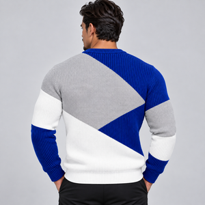 Pull pour homme en tissu tricoté doux, sensation de chaleur, coupe confortable, construction durable, col, poignets et ourlet côtelés pour l'hiver - Product Image 3