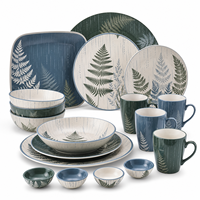 Collection de vaisselle classique bleue à motifs floraux, vaisselle durable pour les hôtels, les restaurants, les buffets, la restauration, la maison, ensemble de vaisselle en mélamine
