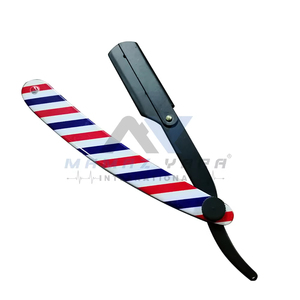 Professional Barber Hair Shaving Razor with <b>Swing</b> Lock Straight Edge Folding Knife Razors in Black and Silver - Product Image 3