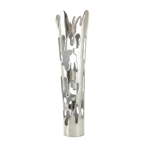 Elegant Silver Aluminum Flower Vase, Premium Home Decor Accent <b>for</b> Floral Arrangements, Dining Tables & Hospitality At Best Rate - Product Image 1