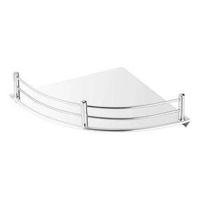 Étagère murale de salle de bain moderne en acier inoxydable poli miroir, support de shampoing durable, étagère d'angle à un niveau pour rangement mural - Product Image 1