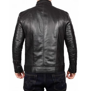 Men's Brown PU Leather Windproof Stand Collar Hooded Biker Jacket Zipper Closure Slim Fit Autumn Casual Coat Front Polyester - Product Image 3