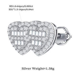 Pendientes de Corazón con Diamantes de Moissanita, Plata 925, Diseño de Halo en Racimo, Joyería de Lujo Brillante para Mujer, Regalo de Boda - Product Image 5