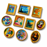 Aimant de réfrigérateur en résine Art Déco doré, impression UV personnalisée de haute qualité, respectueux de l'environnement, peinture célèbre, cadeaux promotionnels souvenirs