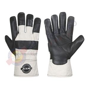 Black Cow Split <b>Leather</b> Multi-Purpose Safety Work <b>Gloves</b> Material Cotton Construction <b>Gardening</b> Industrial <b>Gloves</b> - Product Image 2