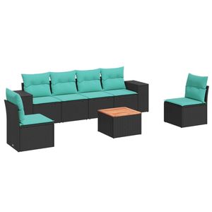 Set di Divani da Esterno in Polyrattan Nero, 7 Pezzi con Cuscini, Arredamento da Giardino in Stile Contemporaneo - Product Image 2