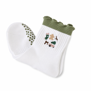Premium Custom Cotton Non Slip Pilates <b>Socks</b> with Embroidery Logo Green Cuff Women Yoga Barre <b>Socks</b> <b>Hot</b> Supplier for Bulk Orders - Product Image 1