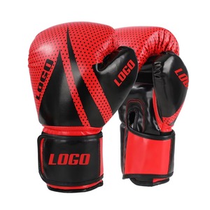 Guantes de Boxeo Profesionales de Piel Sintética para Adultos, 12oz, con Cierre, Transpirables, Rojos y Negros, Equipo de Entrenamiento de Artes Marciales de Alta Calidad - Product Image 1