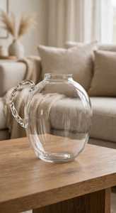 Clear Round <b>Glass</b> Flower Pot Decorative Planter Bottle with Handle for Home Decor - Product Image 5
