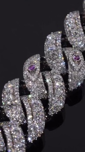 Luxury Iced Out 925 Silver Moissanite <b>Statement</b> <b>Necklace</b> Round Brilliant Cut Pave Setting Link Chain Unisex Party Wear Chain - Product Image 6