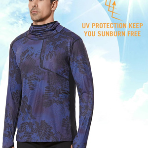 Camisa Deportiva de Manga Larga para Hombre, Cuello Alto, Transpirable, Estampado de Camuflaje Azul, Secado Rápido, Informal, para Pesca, Verano - Product Image 3