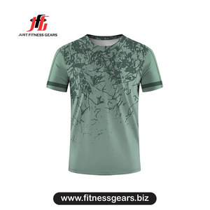 เสื้อยืดคอกลมแขนสั้นทรงเข้ารูป แห้งเร็ว สปอร์ต ผ้าถักโพลีเอสเตอร์ พิมพ์ลายแบบซับลิเมชั่น ลายเพ้นท์มือ - Product Image 6
