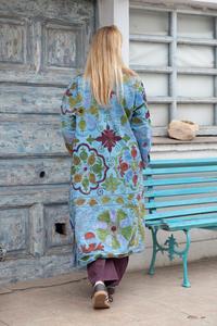Veste matelassée longue en coton brodée pour femme, motif floral brodé à la main, manches longues, automne-hiver, écologique, mg Fashion - Product Image 2