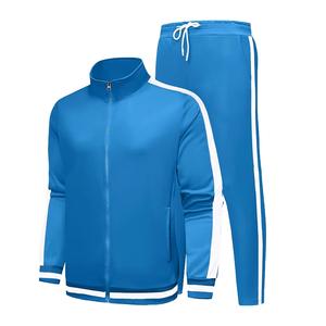 Ensemble de survêtement pour hommes avec logo personnalisé, veste zippée, pantalon de jogging, bande latérale, vêtements de sport, costume d'entraînement deux pièces, streetwear - Product Image 6