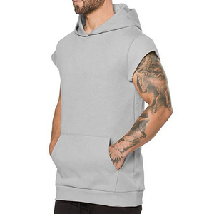 Wholesale <b>Men's</b> <b>Sleeveless</b> <b>Hoodie</b> Gym Wear Hooded Muscle Tank Top Drawstring Athletic Vest Training Sportswear OEM - Product Image 2