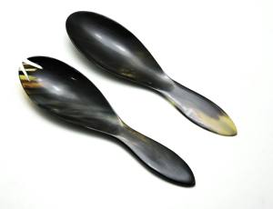 Juego de 2 servidores de ensalada de cuerno, diseño de primera calidad, hechos a mano con cuerno natural de búfalo, a un precio asequible. - Product Image 3