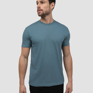 T-shirt en coton uni écologique pour homme, 220g, manches courtes, col rond, coupe classique, jersey décontracté, tissu uni teint - Product Image 2