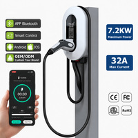 Estación de Carga para Vehículos Eléctricos de 7kW, Montada en Pared, con Control por Aplicación Inteligente, para Tesla OCPP Tipo 2, Cargador de CA de 7.4kW para Hogar y Comercio