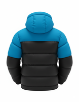 Chaqueta de Invierno para Hombre, Acolchada, con Capucha, Gruesa y Cálida, de Dos Tonos Azul y Negro, Informal, con Cierre, para Exteriores, con Logotipo Personalizado al por Mayor
